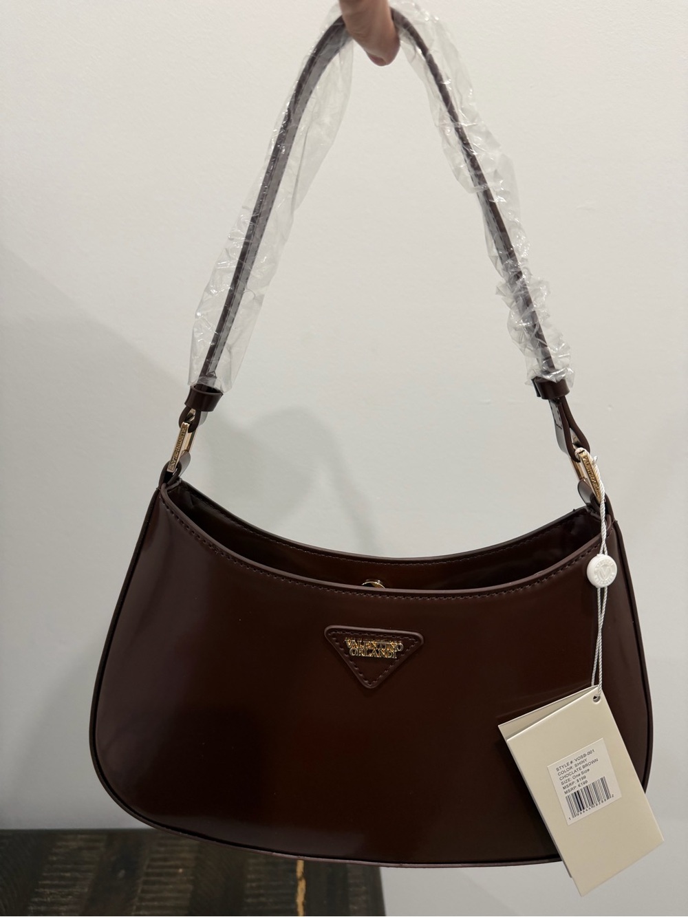 Valentino Orlandi Nova chocolate Brown Shoulder Bag with Gold Hardware